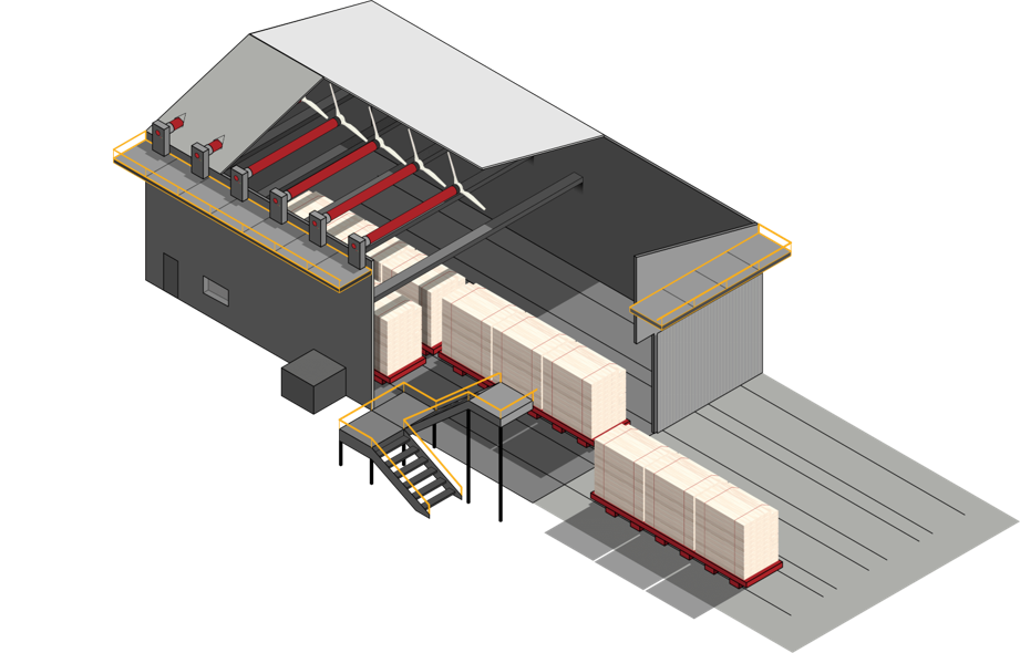 Continuous drying kiln graphic image illustration.