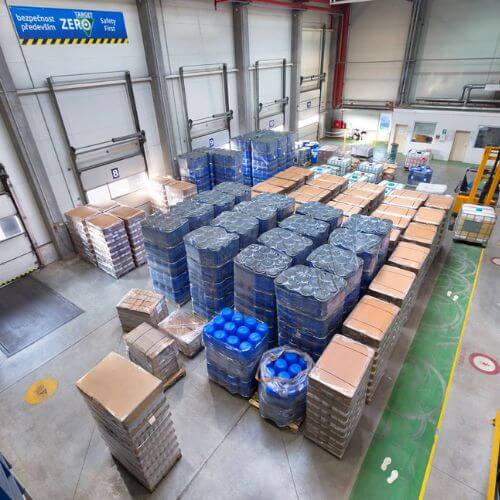 NCH warehouse in Czech Republic with products packaged ready to be shipped to customers.