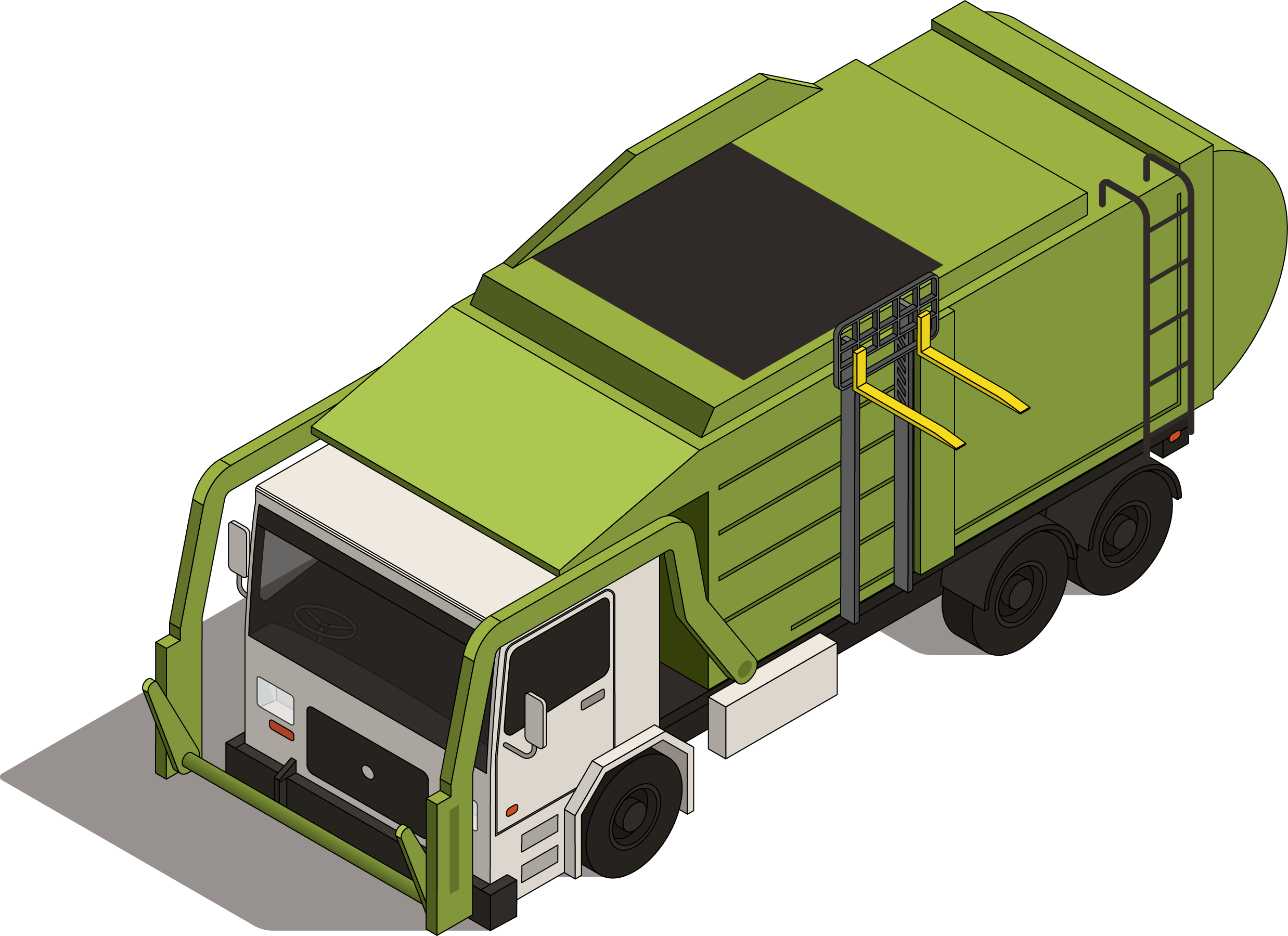 Garbage truck graphic image illustration.